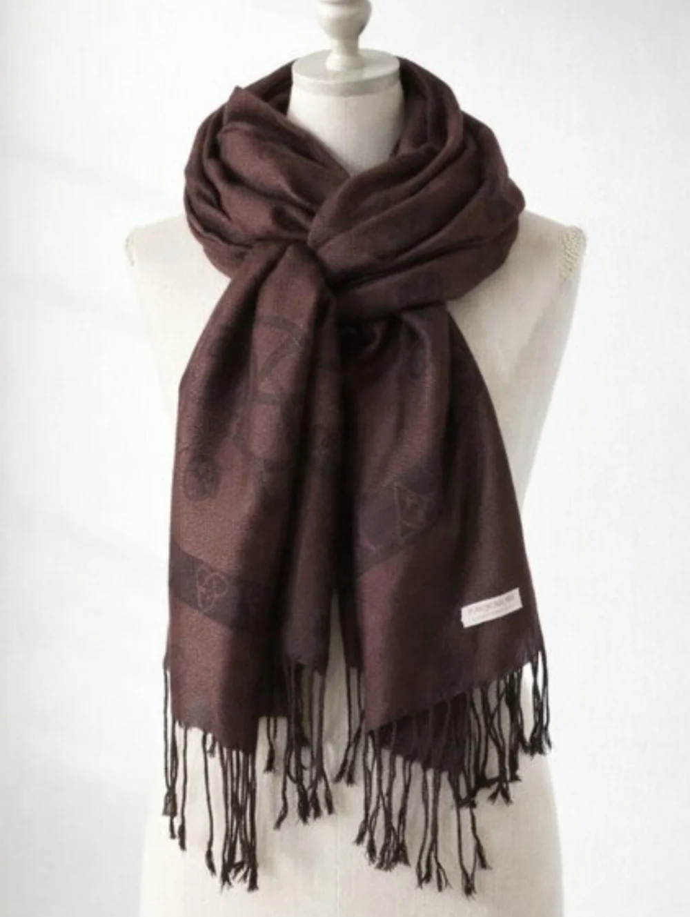 Black Brown Reversible Pashmina Scarf | Celestial Theme | Silk Blend